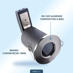 Pack Of 10 IP65 Shower Fire Rated Fixed Downlights In A Brushed Chrome Finish -LED Downlights Store 348024340 frss 02
