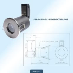 Pack Of 10 IP65 Shower Fire Rated Fixed Downlights In A Brushed Chrome Finish -LED Downlights Store 348024347 frss 04