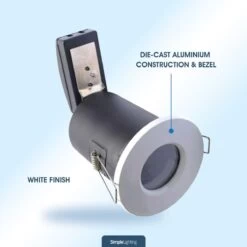 Pack Of 10 IP65 Shower Fire Rated Downlights In A White Finish 14 Pack Of 10 IP65 Shower Fire Rated Downlights In A White Finish -LED Downlights Store 348841334 frsw 2