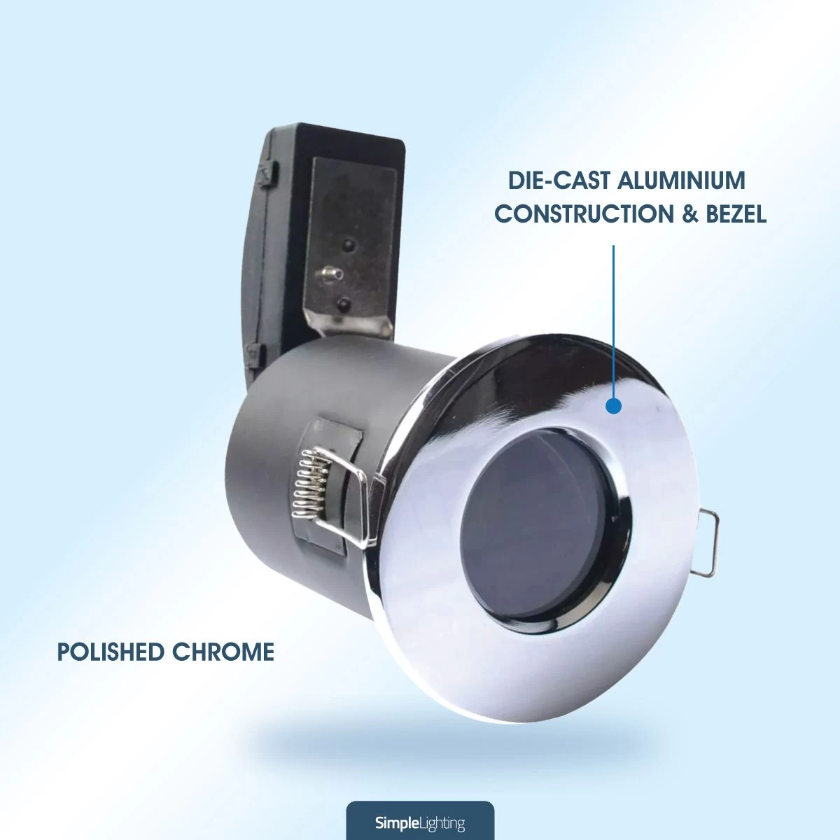 Pack Of 10 IP65 Fixed Shower Fire Rated Downlights In A Polished Chrome Finish 3 Pack Of 10 IP65 Fixed Shower Fire Rated Downlights In A Polished Chrome Finish - Image 3