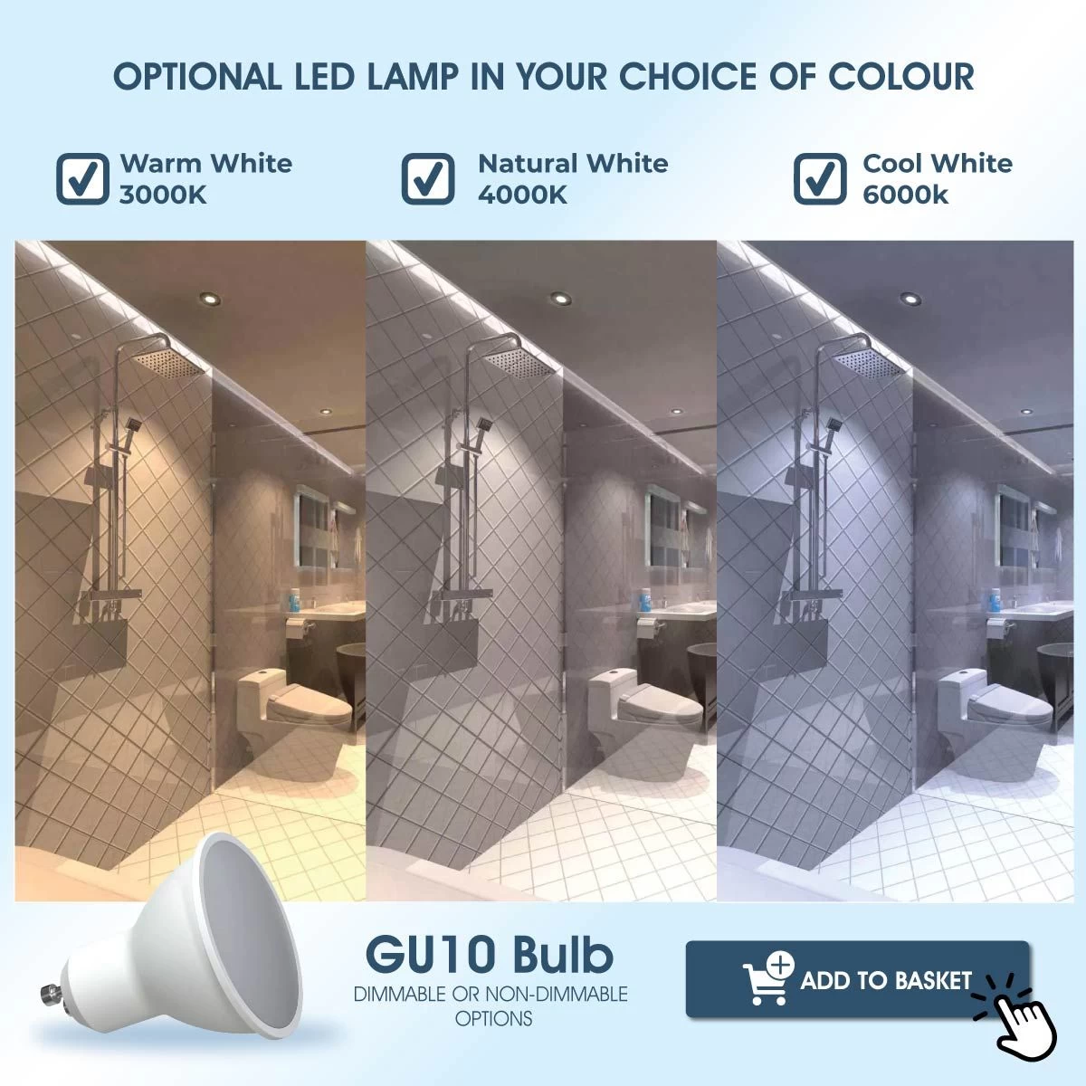 Pack Of 10 IP65 Fixed Shower Fire Rated Downlights In A Polished Chrome Finish 7 Pack Of 10 IP65 Fixed Shower Fire Rated Downlights In A Polished Chrome Finish - Image 7