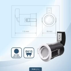 Pack Of 10 Die-Cast GU10 Fire Rated Tilt Downlights With A White Finish -LED Downlights Store 373932678 frtw 2