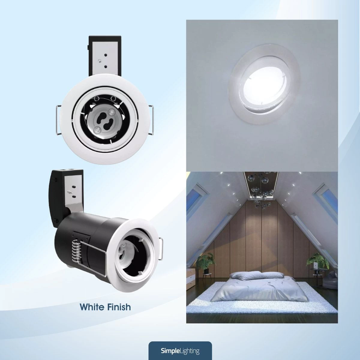 Pack Of 25 Die-Cast Tilt GU10 Fire Rated Downlights With A White Finish 5 Pack Of 25 Die-Cast Tilt GU10 Fire Rated Downlights With A White Finish - Image 5