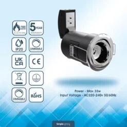 Pack Of 50 Tiltable Fire Rated GU10 Die-Cast Downlights With A Polished Chrome Finish -LED Downlights Store 375067939 frtc 1 2