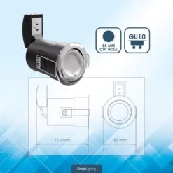 Pack Of 10 Adjustable Die-Cast Fire Rated GU10 Downlights With A Polished Chrome Finish -LED Downlights Store 375067947 frtc 2