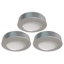 3 X 230v Brushed Chrome Surface/Recessed Mounted Under-Cabinet Lights