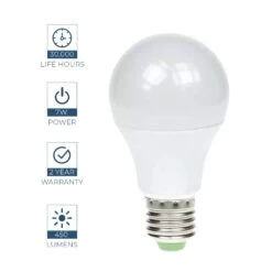 3 Pack - 7w E27 Screw LED Bulb, Dimmable Warm White -LED Downlights Store 4379 3pk 3