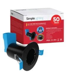 Pack Of 50 Matt Black Fire Rated Downlights