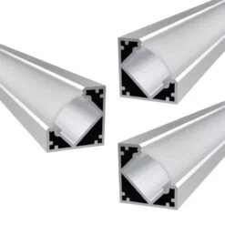 Pack Of 3 Corner Aluminium LED Profiles, 2M - Angled 45 Degree