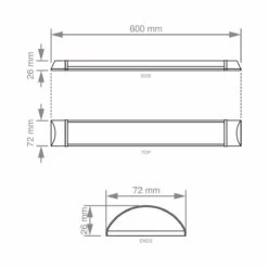 2 Foot, 600mm, 20w LED Batten 6000K, Cool White With Samsung Chips -LED Downlights Store 663 linedraw 1