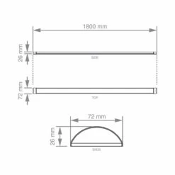 6 Foot, 1800mm LED Batten 50w 4000K Natural Or Cool White LED 6400K -LED Downlights Store 670 linedraw