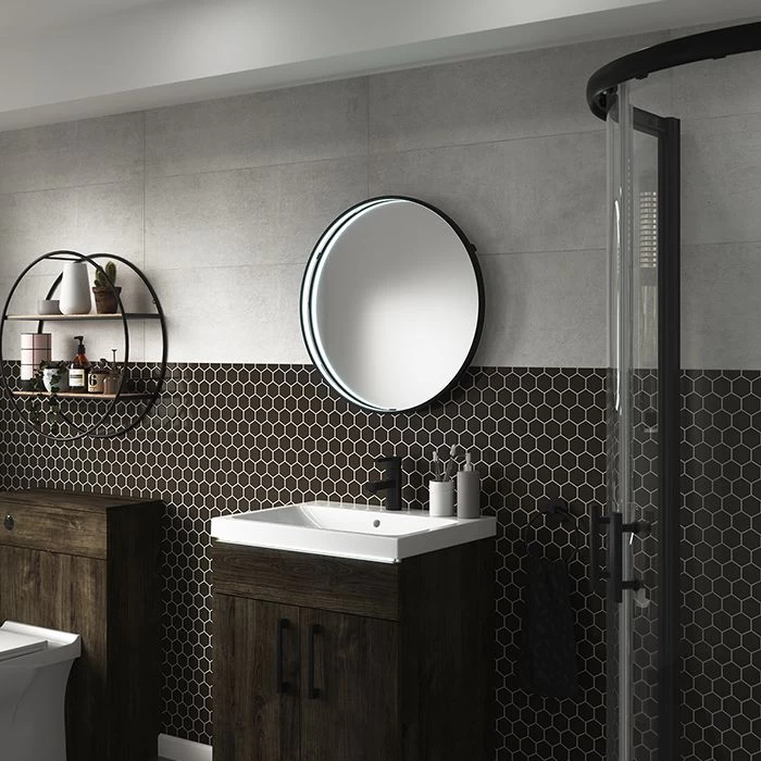 Aspect 600mm LED Bathroom Mirror, Matt Black With Demister Pad 2 Aspect 600mm LED Bathroom Mirror, Matt Black With Demister Pad - Image 2