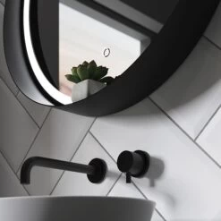 Dawn LED Bathroom Mirror, Round, Black Trim -LED Downlights Store 700x700 se30398t0 dawn shelf