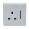 Trendi 1 Gang Artistic Modern Glossy Screwless 13 Amp Plug Socket Long Silver