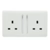 Trendi 2 Gang Artistic Modern Glossy Screwless 13 Amp Plug Socket, White