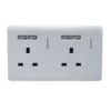 Trendi Switch 2 Gang 13 Amp Inc. 4 X 2.1Ma USB Electrical Plug Socket Silver
