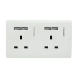 Trendi Switch 2 Gang 13 Amp USB Socket White
