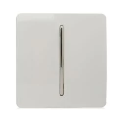 Trendi 1 Gang Intermediate Artistic Modern Glossy Screwless 10 Amp Rocker Light Switch White