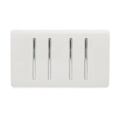 Trendi Switch 4 Gang 2 Way Double Plate Rocker Light Switch White