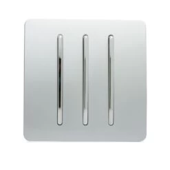 Trendi 3 Gang 2 Way Artistic Modern Screwless 10 Amp Rocker Light Switch Silver