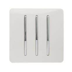 Trendi 3 Gang 2 Way Artistic Modern Screwless 10 Amp Rocker Light Switch White