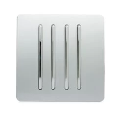Trendi 4 Gang 2 Way Artistic Modern Glossy Screwless 10 Amp Rocker Light Switch Silver