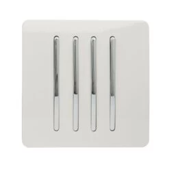 Trendi 4 Gang 2 Way Artistic Modern Glossy Screwless 10 Amp Rocker Light Switch White