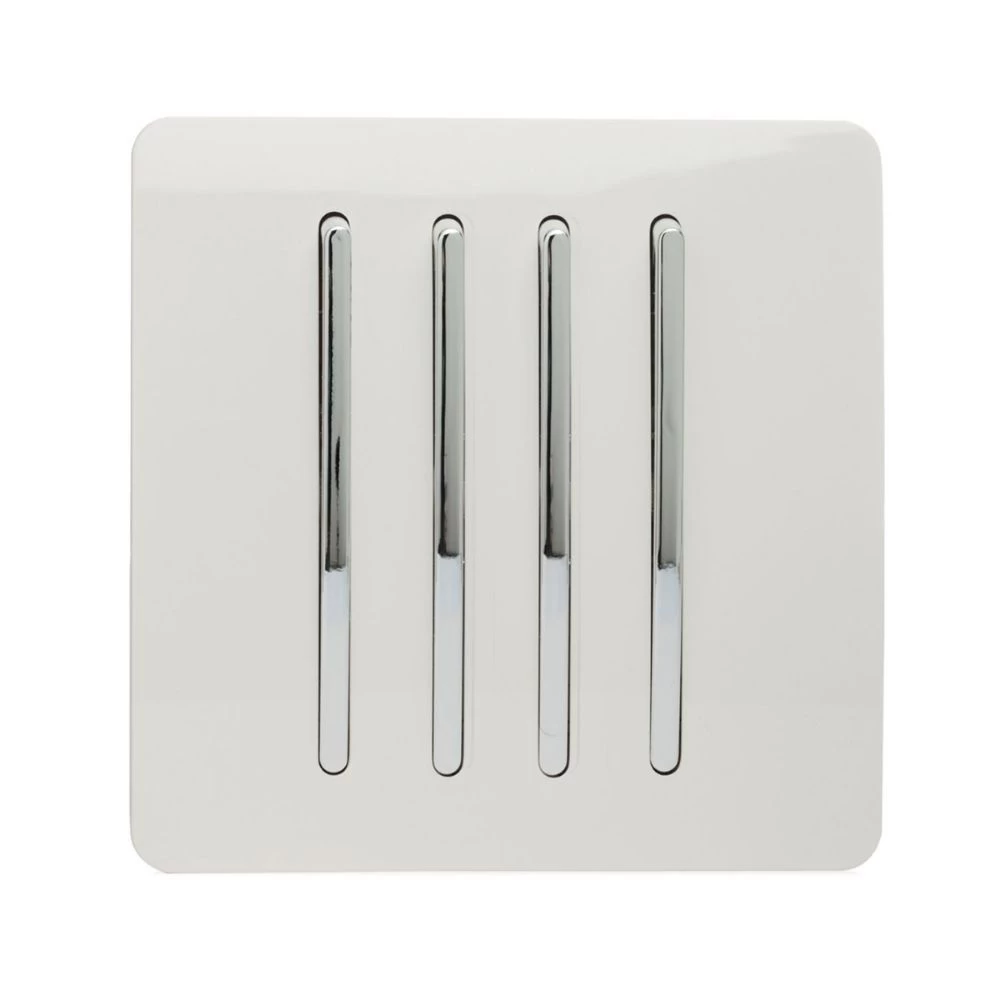 Trendi 4 Gang 2 Way Artistic Modern Glossy Screwless 10 Amp Rocker Light Switch White 1 Trendi 4 Gang 2 Way Artistic Modern Glossy Screwless 10 Amp Rocker Light Switch White