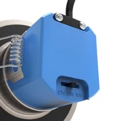 Pack Of 25 6w, Colour Adjustable Fire Rated Downlights, Brushed Chrome -LED Downlights Store back of a 6w satin nickel led downlight