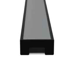 2m, LED Profile, Black Slimline With Diffuser, Incl End Caps And Brackets -LED Downlights Store black led profile with opal cover 1