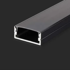 Black Aluminium Surface Mounted Profile, 2m Long With Cover & End Caps 17 Black Aluminium Surface Mounted Profile, 2m Long With Cover & End Caps -LED Downlights Store black surface mounted alu profile
