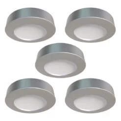 5 X 230v Brushed Chrome Surface/Recessed Mounted Under-Cabinet Lights