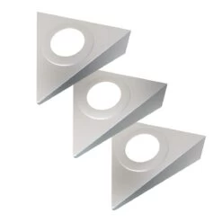 3 Pack - 230v Triangle Under Cabinet Light, Brushed Chrome Finish