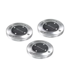 Pack Of 3 Cairns Stainless Steel LED Solar Path/Deck Lights
