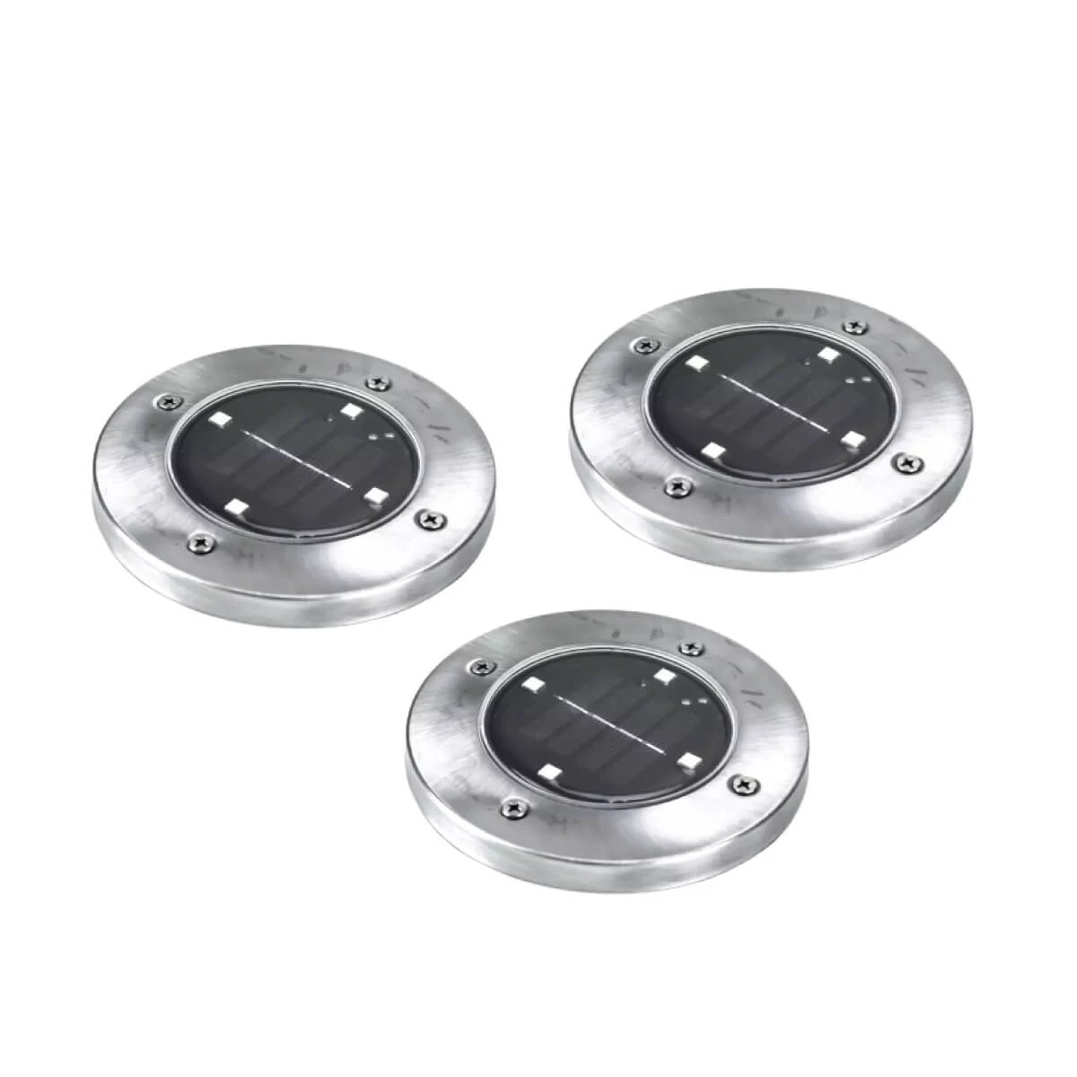 Pack Of 3 Cairns Stainless Steel LED Solar Path/Deck Lights 1 Pack Of 3 Cairns Stainless Steel LED Solar Path/Deck Lights