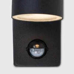 IP44 PIR Up/Down Outdoor Wall Light In Black -LED Downlights Store close up of sensor