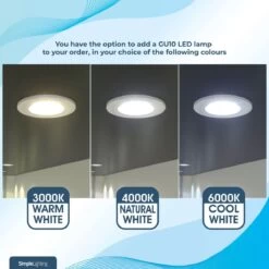 Pack Of 25 Fire Rated Fixed GU10 Downlights In A Brushed Chrome Finish 18 Pack Of 25 Fire Rated Fixed GU10 Downlights In A Brushed Chrome Finish -LED Downlights Store die cast fire rated downlight colour temperature 1