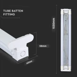 5 Pack - Twin 5FT, 1500mm Batten Fitting For LED Tubes -LED Downlights Store dimensions and wiring led batten