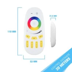 RGB Remote Control & Receiver Set - 4 Zone Control 10 RGB Remote Control & Receiver Set - 4 Zone Control -LED Downlights Store dimensions of remote control for rgb led