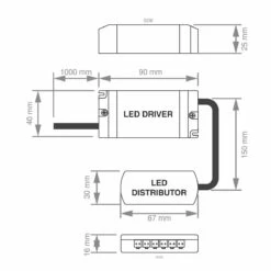 8 Watt LED Driver/Transformer With 6 Way Distributor -LED Downlights Store drv 8w 12v lineart 1