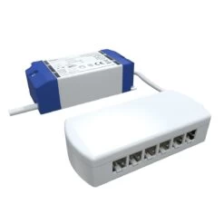 8 Watt LED Driver/Transformer With 6 Way Distributor -LED Downlights Store drv 8w 12v product angle 2 compressed
