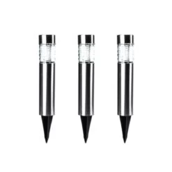 Pack Of 3 Dubbo Stainless Steel LED Solar Bollard Light