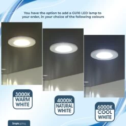 Pack Of 10 Fixed Fire Rated GU10 Downlights With A Polished Chrome Finish -LED Downlights Store fixed fire rated gu10 downlights colour temperature