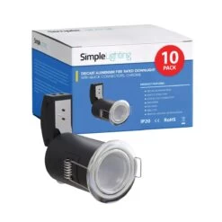 Pack Of 10 Fixed Fire Rated GU10 Downlights With A Polished Chrome Finish