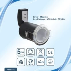 Pack Of 50 GU10 Fire Rated Fixed Downlights With A Polished Chrome Finish -LED Downlights Store fixed fire rated gu10 downlights technical specifications 2