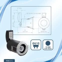 Pack Of 10 Fixed Fire Rated GU10 Downlights With A Polished Chrome Finish -LED Downlights Store fixed fire rated gu10 downlights dimensions