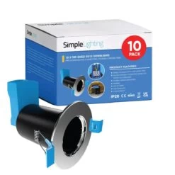 Multi Pack 10 Fire Rated Downlights - Polished Chrome, Includes Quick Connectors -LED Downlights Store fr gu10 k ch 10pk
