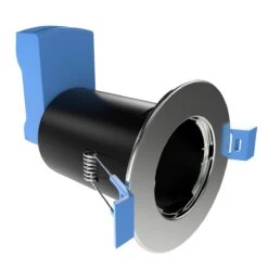 Multi Pack Of 10 Fire Rated Downlights With Quick Connectors - Brushed Chrome/Satin Nickel 12 Multi Pack Of 10 Fire Rated Downlights With Quick Connectors - Brushed Chrome/Satin Nickel -LED Downlights Store fr gu10 k product chrome blue clips brushed perspective 1 compressed 2