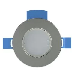 Multi Pack Of 10 Fire Rated Downlights With Quick Connectors - Brushed Chrome/Satin Nickel 17 Multi Pack Of 10 Fire Rated Downlights With Quick Connectors - Brushed Chrome/Satin Nickel -LED Downlights Store fr gu10 k product chrome blue clips brushed bulb front compressed 1