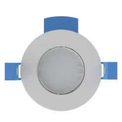 Multi Pack Of 25 Fire Rated Downlights - White Finish, Includes Quick Connectors -LED Downlights Store fr gu10 k product chrome blue clips white bulb front compressed 2
